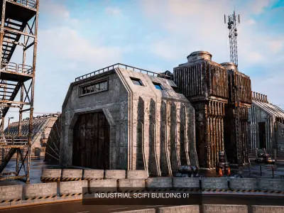 INDUSTRIAL SCIFI BUILDING PACK - 9 BUILDING