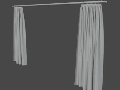 Flower pattern curtains full window   Free 3D model