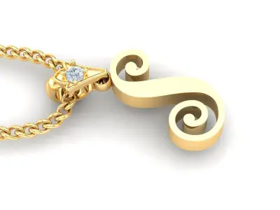 Light Gold Fancy Font Pendant S 3D print model
