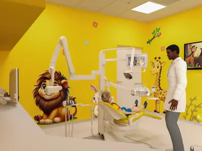  Pediatric Dentistry Office with Doctor and Child 