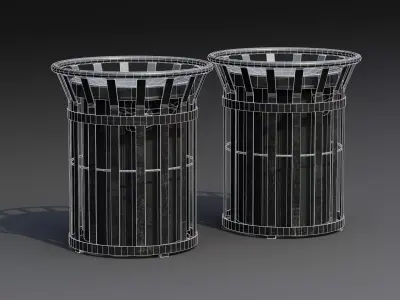 Street Trash Bin 01b Low-poly 3D model