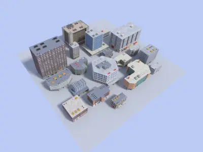 20 city building collection Low-poly 3D model