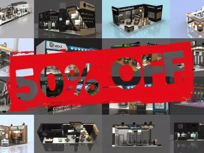 EXHIBITION  8 STAND PACKAGE  3D Model Collection