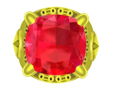 Bold Cushion Gemstone Mens Ring 4902 3D print model