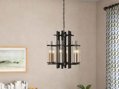 Chacon 6-Light Candle Style Wagon Wheel Chandelier 3D model