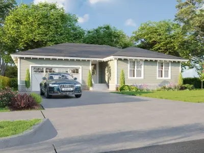 Cozy One-Story Tiny House Exterior 3D Scener 3D model