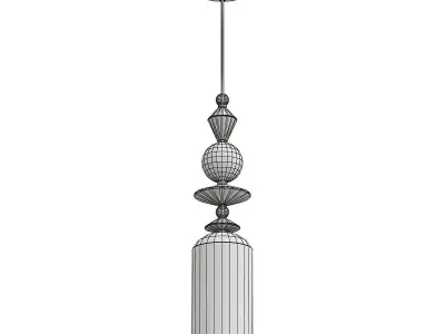 odeon glass pendant light with gold and accents 3D model
