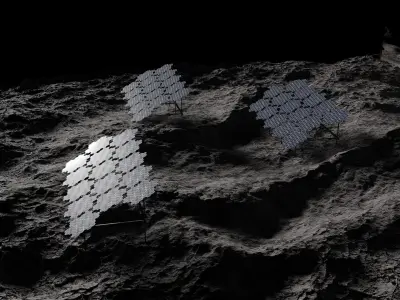 Moon surface with hexagonal solar cells v1 3D model