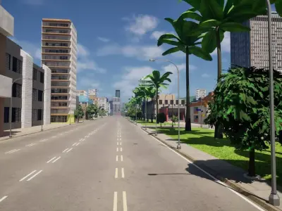3x3 km Complete Downtown City Level DAY Unreal UE5 Low-poly 3D model