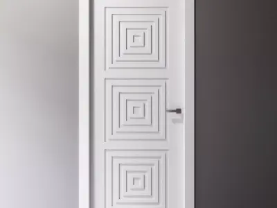 Interior door with square linear pattern 3D model