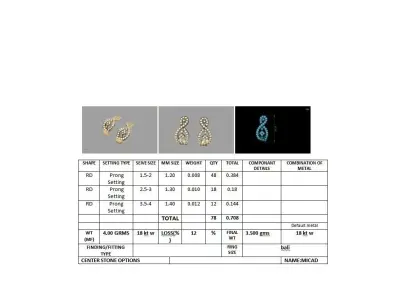 Daimond Earrings 3DM STL OBJ FBX Render Details 3D print model buy