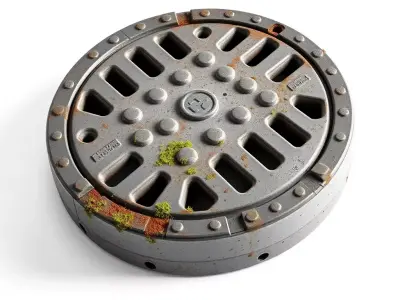 Weathered Urban Manhole Cover 3D Model Low-poly 3D model