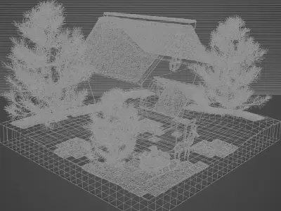 Low Poly Winter Snow House And Santa Claus 3D model