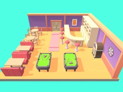 Low Poly Bar Pack Low-poly 3D model