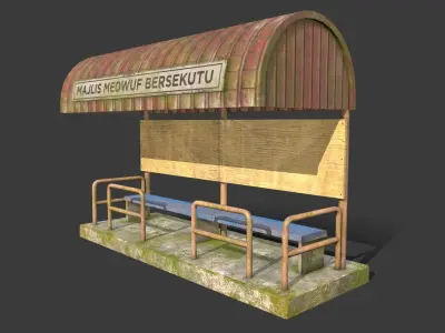 The Old Bus Stop Low-poly 3D model