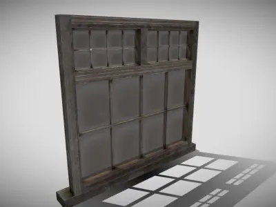 Medieval Panelled Window Low-poly 3D model