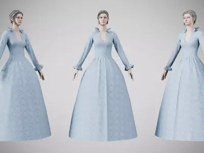 Dress 30 Light Blue Low-poly 3D model