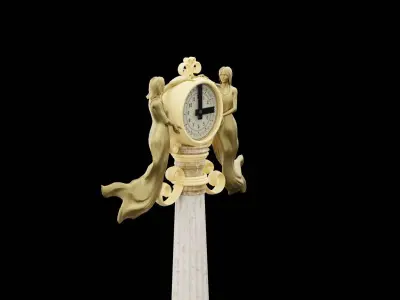 Fancy Street Clock Low-poly 3D model buy