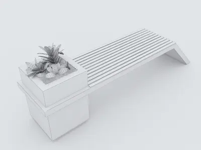 Modern Bench Street and Garden 4 3D model