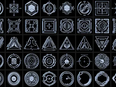 150 Sci-fi Hologram Base Mesh Pack 3D model