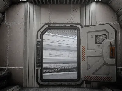 SciFi Bunker Door v3 Low-poly 3D model
