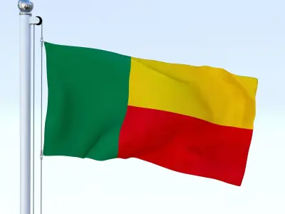 Animated Benin Flag Low-poly 3D model