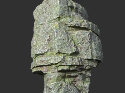 Low poly Mossy Layer Rock A Low-poly 3D model