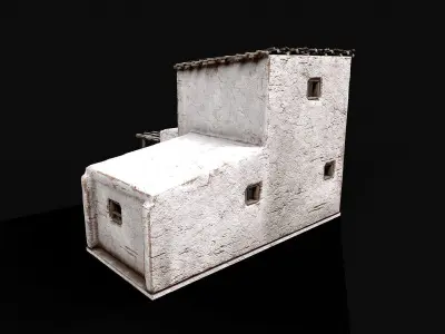 Village White Clay House 6 Low-poly 3D model