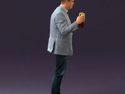 Barman in light gray top juice in hand 0941 3D model