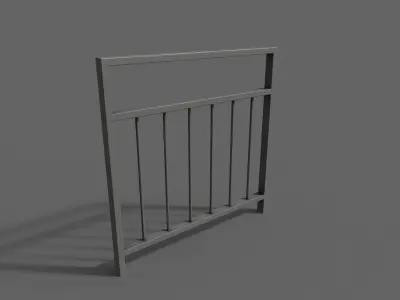 PBR Pedestrian Guard Rail Grey V4 Low-poly 3D model
