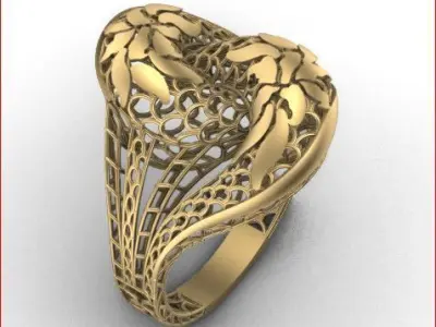 05 Lace style gold ring 3D print model 3D print model