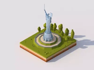 Cartoon Lowpoly Motherland Monument Low-poly 3D model