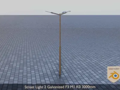 Street Light 2 Galvanized F3 M1 K0 3000mm Low-poly 3D model