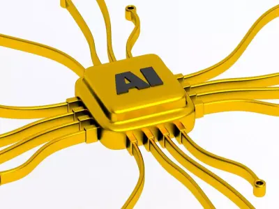 ai chip Symbol Gold 3D model