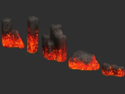 Rock Set 01 - Lava Low-poly 3D model