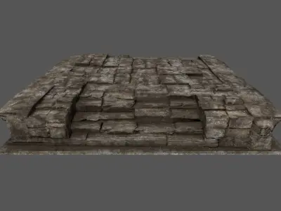 Stairs stone slab Low-poly 3D model