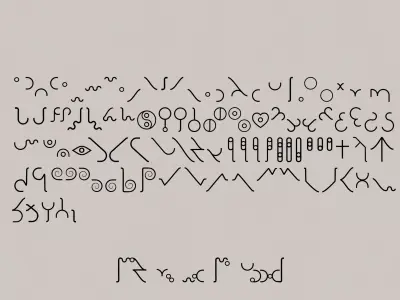 A complete 3D arcane glyph alphabet of 100 unique symbols 3D model