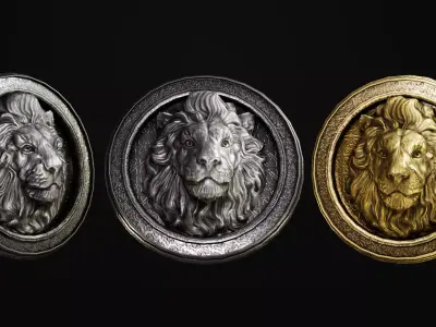 Lowpoly Lion Head Buckle  Free low-poly 3D model