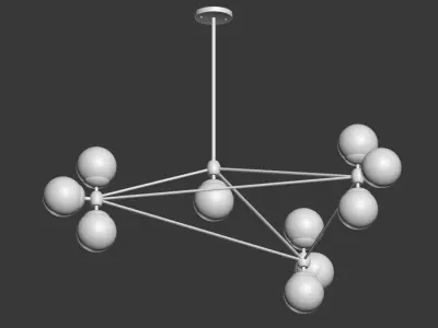 Modo Chandelier 3 Sided 10 Globes rollandhill 3D model