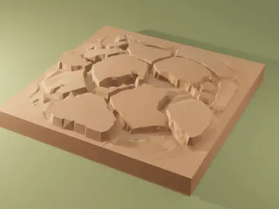 Isometric cliffs terrain Low-poly 3D model