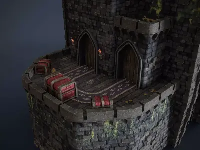 Necropolis Modular Low Poly Environment Kit GameReady 4K Trim Low-poly 3D model