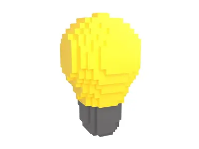 Voxel Light Bulb v1 002 Low-poly 3D model
