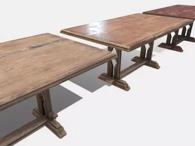 Old Wooden Ornate Table Low-poly 3D model