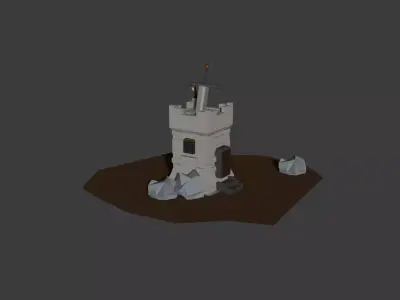 Stylized Medieval Tower 3D Architectural Model Low-poly 3D model