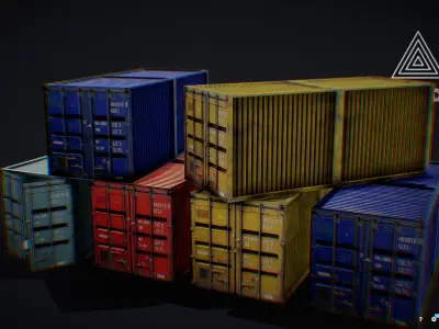 Shipping Containers Pack Low-poly 3D model