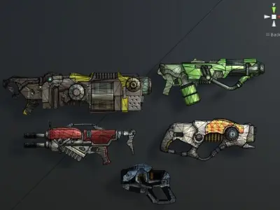 Sci Fi Weapon Pack low poly guns 3d models Low-poly 3D model