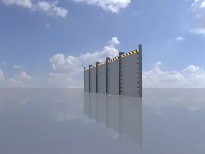 Aluminum flood protection wall 2m x 10m Low-poly 3D model