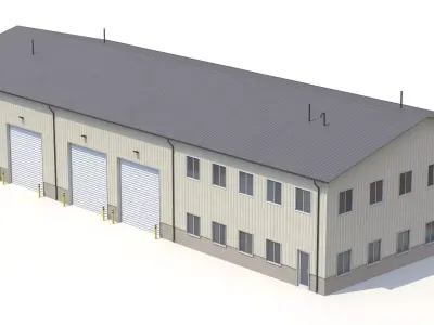 3 Industrial Buildings PBR 3D Model Pack