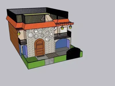 Kothi house Low-poly 3D model