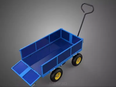 GARBAGE RUBBISH TRASH TRAILER CART WAGON WHEELBARROW BIN TRUCK 4 3D model